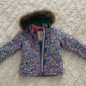 Boden Green Jacket with Pink Floral Trim
